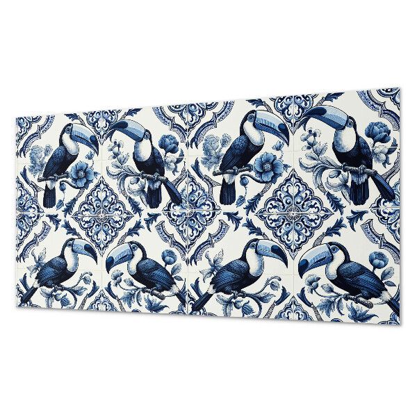 Wandpaneel pvc Toekan op decoratieve tegels