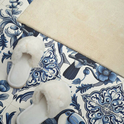 Wandpaneel pvc Toekan op decoratieve tegels