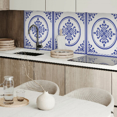 Vinyl wandpaneel Rond motief met bloemenaccenten