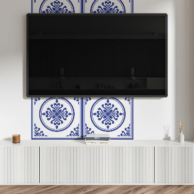 Vinyl wandpaneel Rond motief met bloemenaccenten