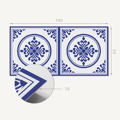 Vinyl wandpaneel Rond motief met bloemenaccenten