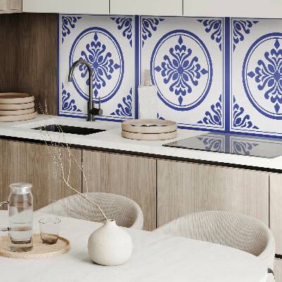 Vinyl wandpaneel Rond motief met bloemenaccenten