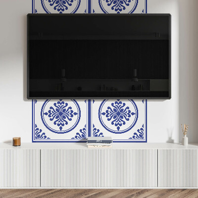 Vinyl wandpaneel Rond motief met bloemenaccenten