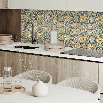 Wandpaneel pvc Mozaïekmotief met bloemenaccenten