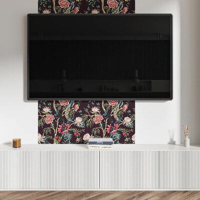 Vinyl wandbekleding Volkspatroon met bloemen en vogels