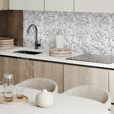 Wandbekleding vinyl Een patroon van bloemen omgeven door bladeren