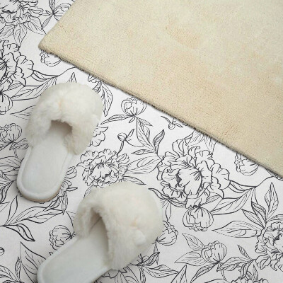 Wandbekleding vinyl Een patroon van bloemen omgeven door bladeren