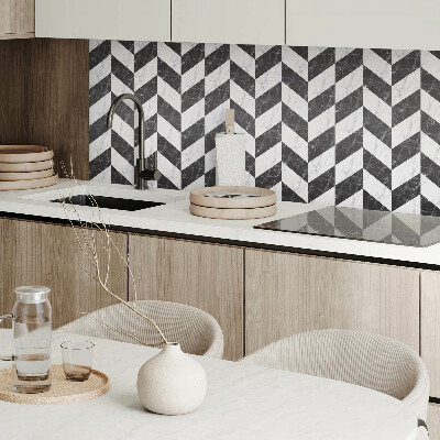 Wandbekleding vinyl Visgraatmotief in marmerdesign