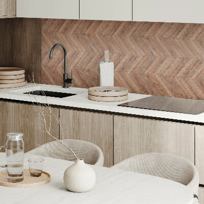 Wandbekleding vinyl Visgraatmotief met hout