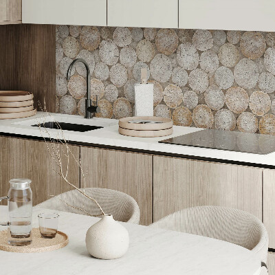 Vinyl wandbekleding Houten ringen in een artistieke opstelling