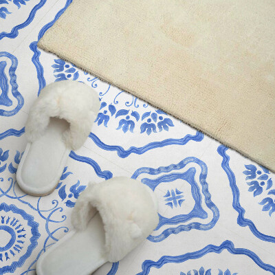 Wandbekleding vinyl Bloemen in een geometrische cirkel