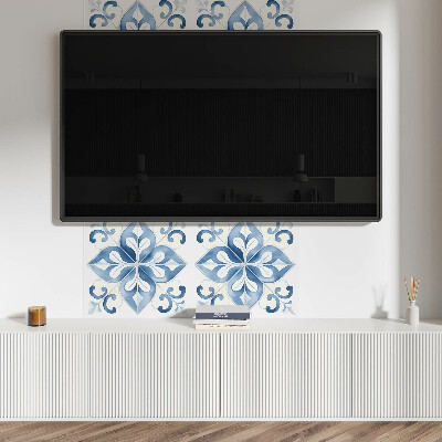 Wandbekleding vinyl Bloemen in keramische stijl