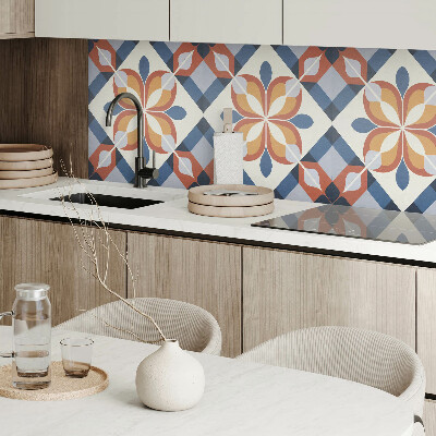 Wandbekleding vinyl Stijlvol geometrisch motief met bloemen