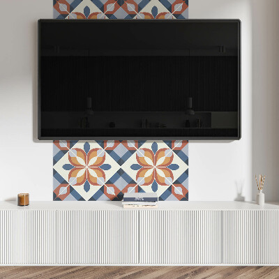 Wandbekleding vinyl Stijlvol geometrisch motief met bloemen