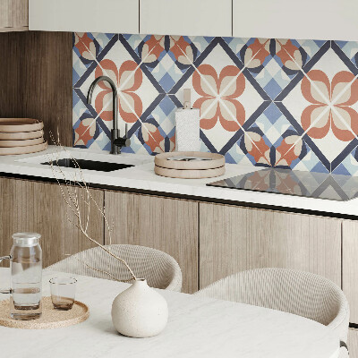 Vinyl wandbekleding Een evenwichtig bloemenmotief in een geometrisch arrangement