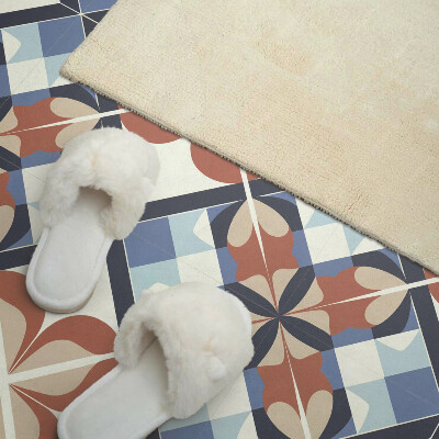 Vinyl wandbekleding Een evenwichtig bloemenmotief in een geometrisch arrangement