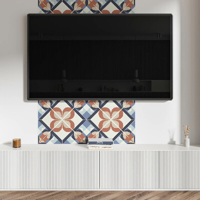 Vinyl wandbekleding Een evenwichtig bloemenmotief in een geometrisch arrangement