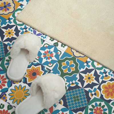 Wandbekleding vinyl Bloemenmotieven met een geometrisch accent