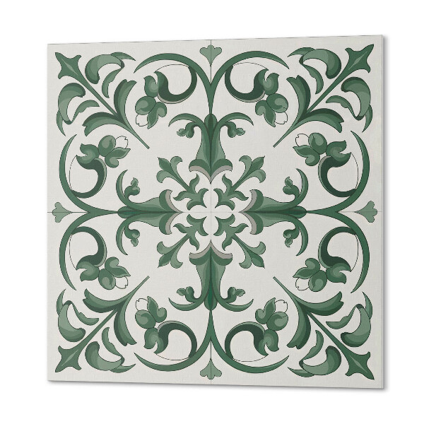 Wandbekleding vinyl Groen patroon met bloemenaccenten