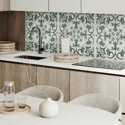 Wandbekleding vinyl Groen patroon met bloemenaccenten