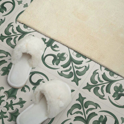 Wandbekleding vinyl Groen patroon met bloemenaccenten