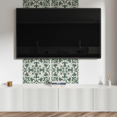 Wandbekleding vinyl Groen patroon met bloemenaccenten