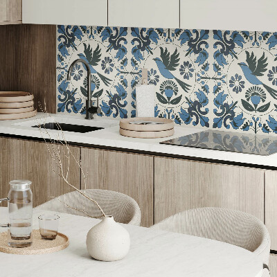 Pvc wandpaneel Patroon met vogels en bloemenaccenten