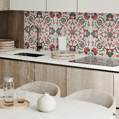 Vinyl wandbekleding Bloemen in evenwichtig symmetrisch ontwerp