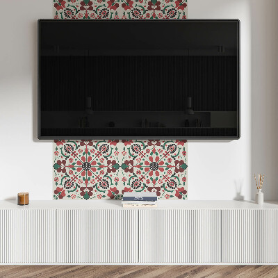 Vinyl wandbekleding Bloemen in evenwichtig symmetrisch ontwerp