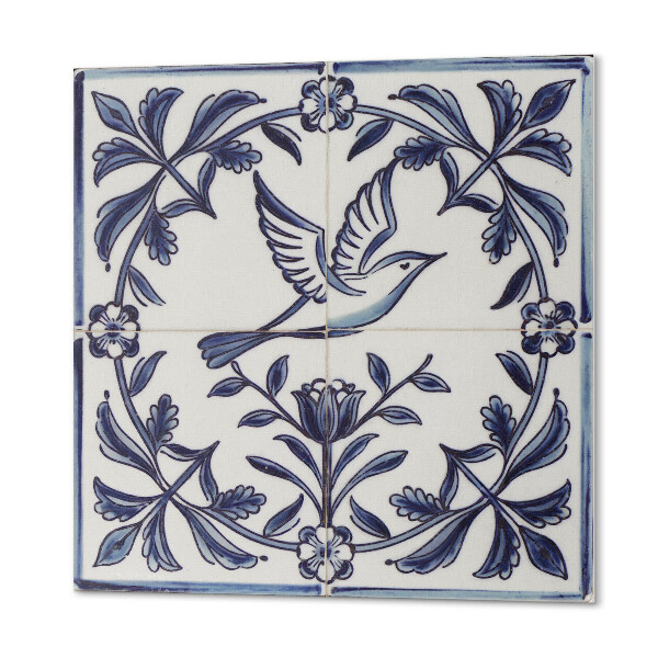 Vinyl wandbekleding Afbeelding van een vogel omringd door flora