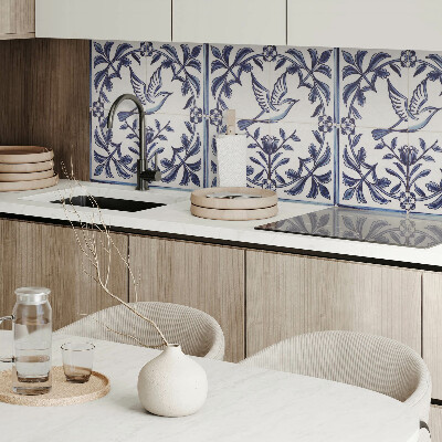 Vinyl wandbekleding Afbeelding van een vogel omringd door flora