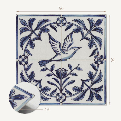 Vinyl wandbekleding Afbeelding van een vogel omringd door flora