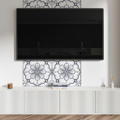 Vinyl wandbekleding Tekening van bloemen op een tegel