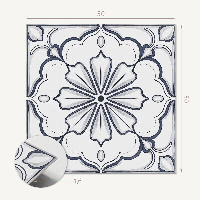 Vinyl wandbekleding Tekening van bloemen op een tegel