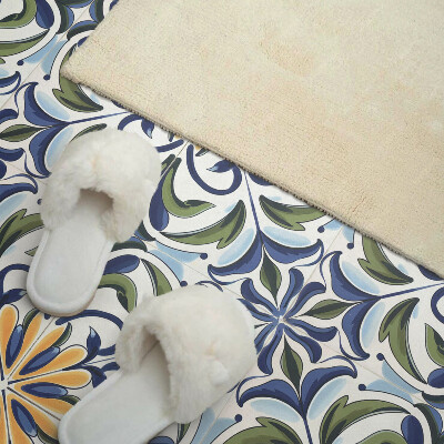 Wandbekleding vinyl Bloemenpatroon met plantenelementen