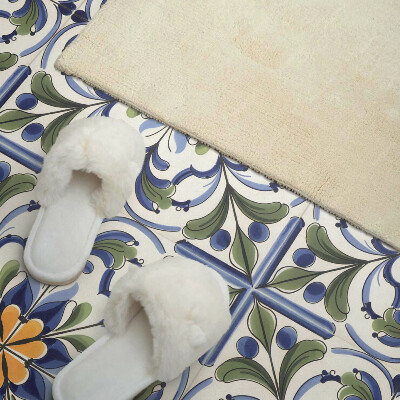 Pvc wandpaneel Bloemenpatroon in een keramische esthetiek