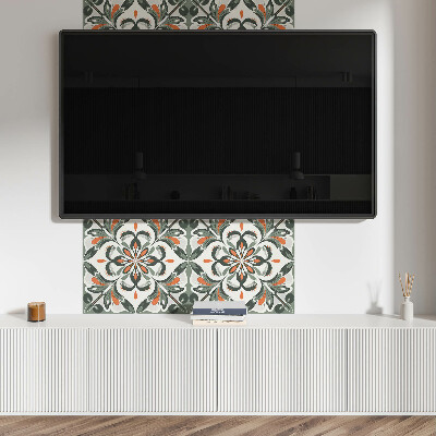 Pvc wandpaneel Een patroon van bloemen omgeven door bladeren