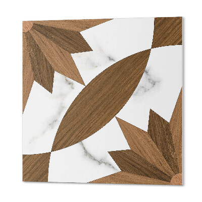 Vinyl wandbekleding Geometrische combinatie met houten elementen