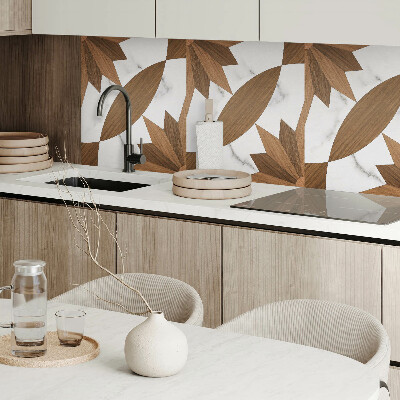 Vinyl wandbekleding Geometrische combinatie met houten elementen