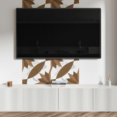 Vinyl wandbekleding Geometrische combinatie met houten elementen