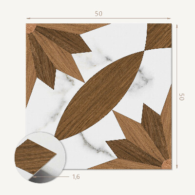 Vinyl wandbekleding Geometrische combinatie met houten elementen