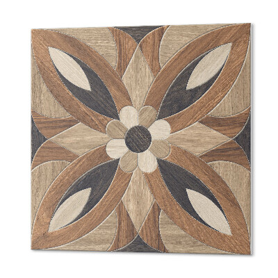 Vinyl wandbekleding Bloemenmotief met houten elementen