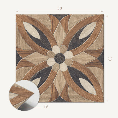 Vinyl wandbekleding Bloemenmotief met houten elementen