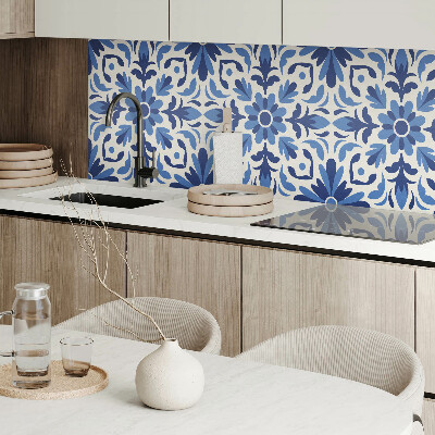 Wandbekleding vinyl Bloemen en bladeren in een harmonieuze combinatie