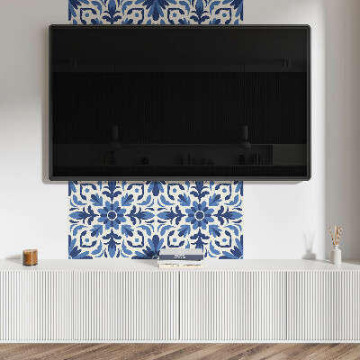 Wandbekleding vinyl Bloemen en bladeren in een harmonieuze combinatie