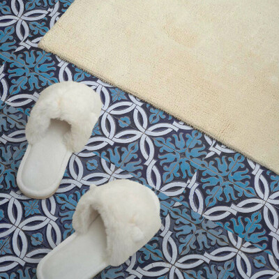 Vinyl wandbekleding Bloemenmotief in een geometrisch patroon