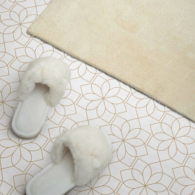 Vinyl wandbekleding Een modern bloemenmotief met geometrische vormen