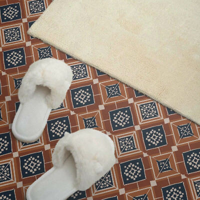 Vinyl wandbekleding Geometrisch patroon in bruin en wit