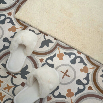 Pvc wandpaneel Bloemen in een geruit arrangement