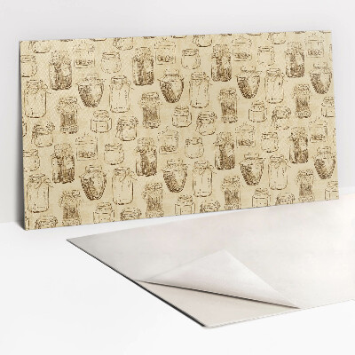 Zelfklevend muurpaneel Potten op een bruine achtergrond